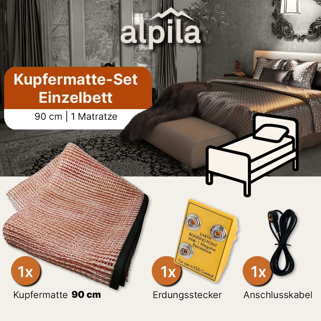 Kupfermatte für Einzelbett 90 cm