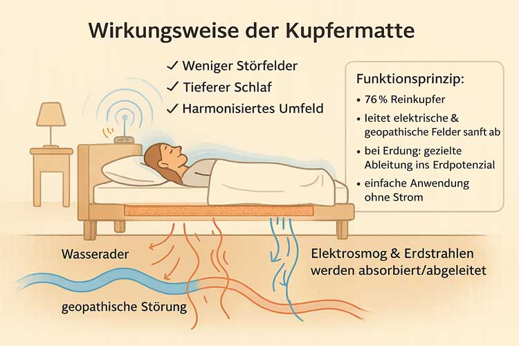 so funktioniert die Kupfermatte für das Bett